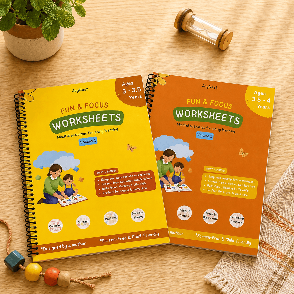 Double the pages. Never a repeat. — JoyNest activity workbook for 3-4 Years