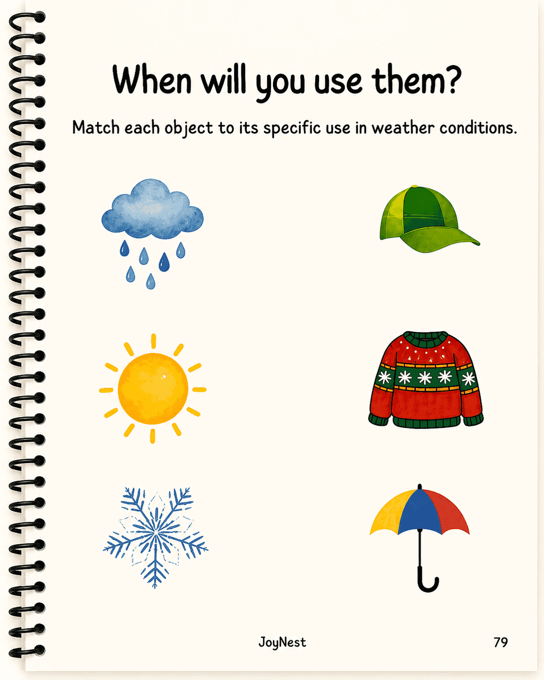 Weather Matching activity worksheet sample