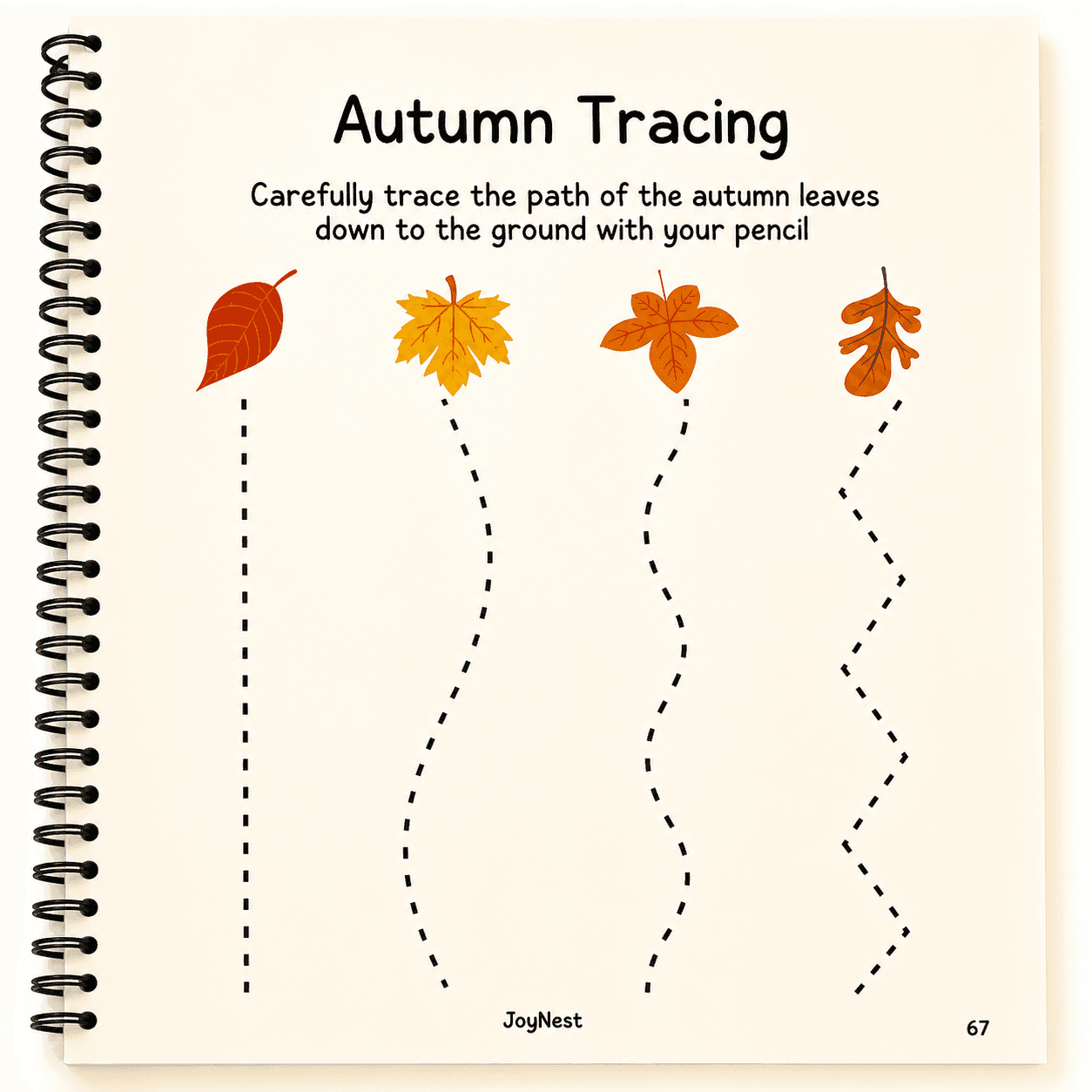 Autumn Tracing activity worksheet sample