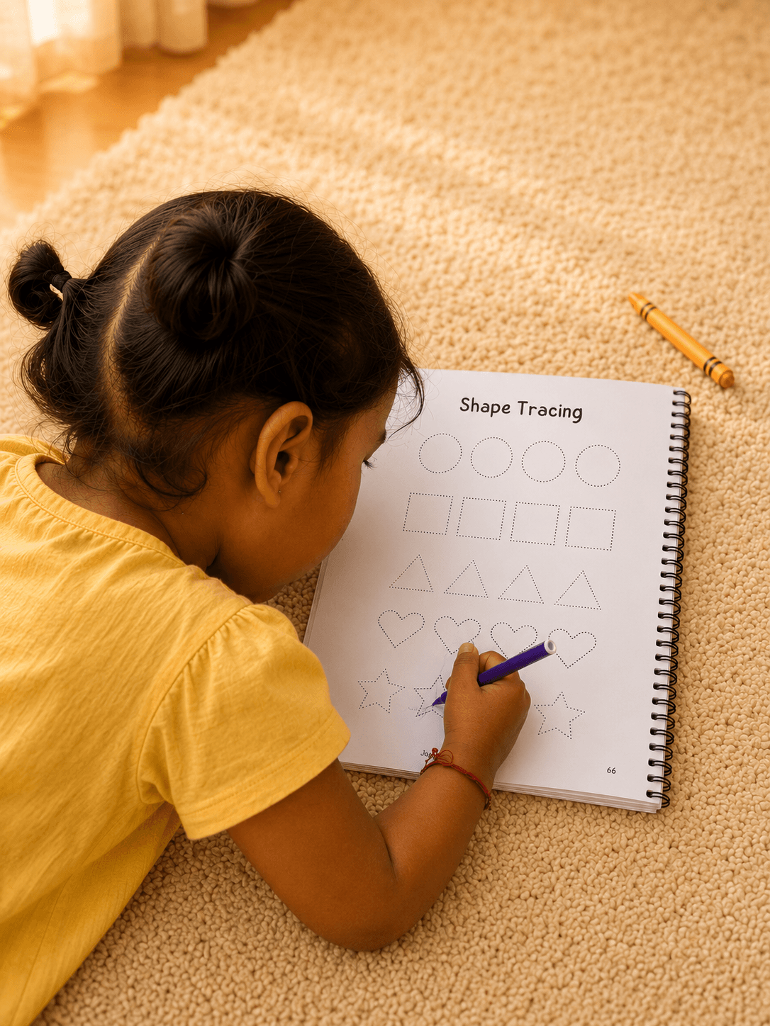 Child playing with colorful paper craft