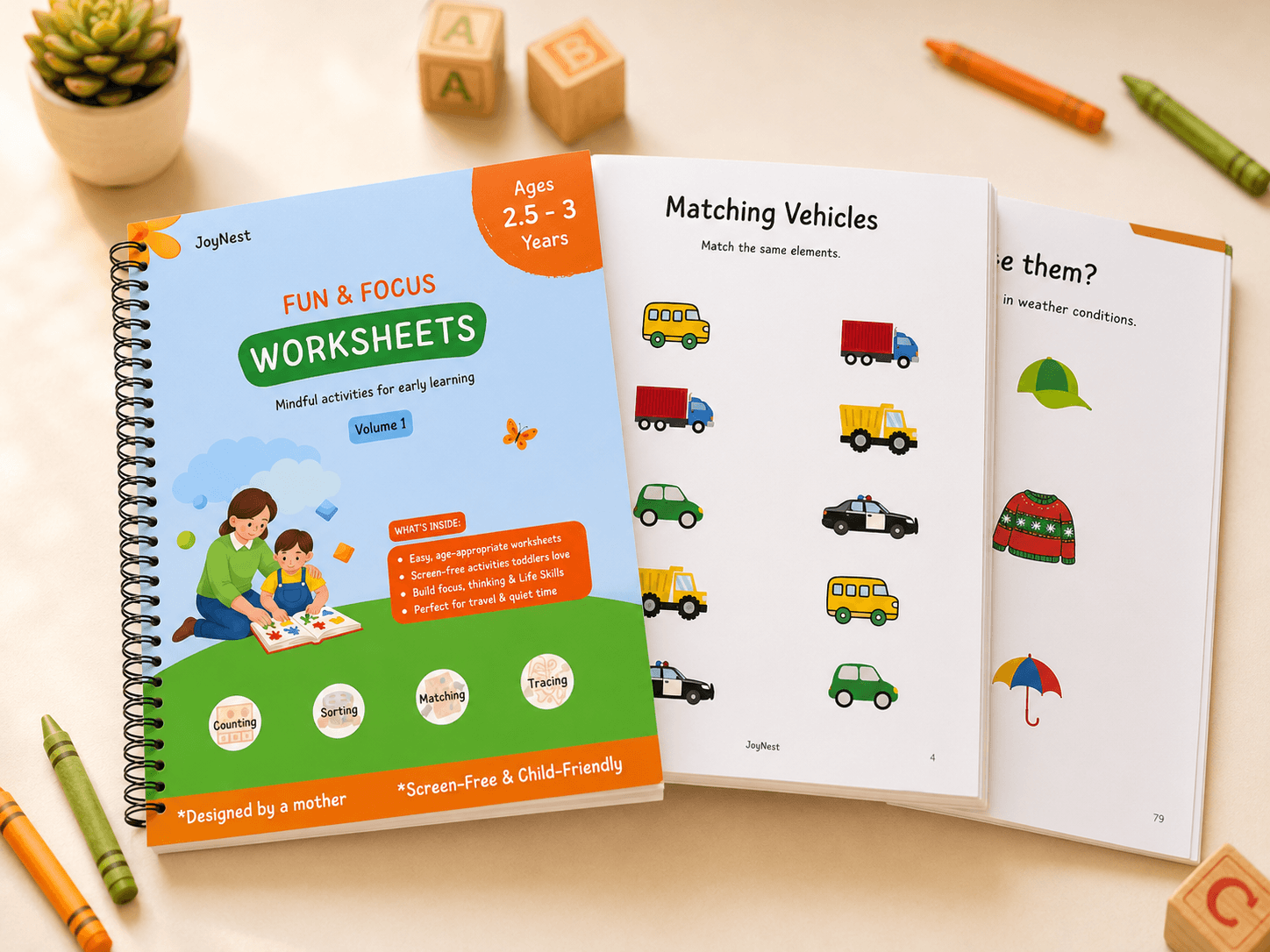 Fun & Focus Worksheets 2.5-3 Years · Vol 1 activity book for ages 2.5 - 3