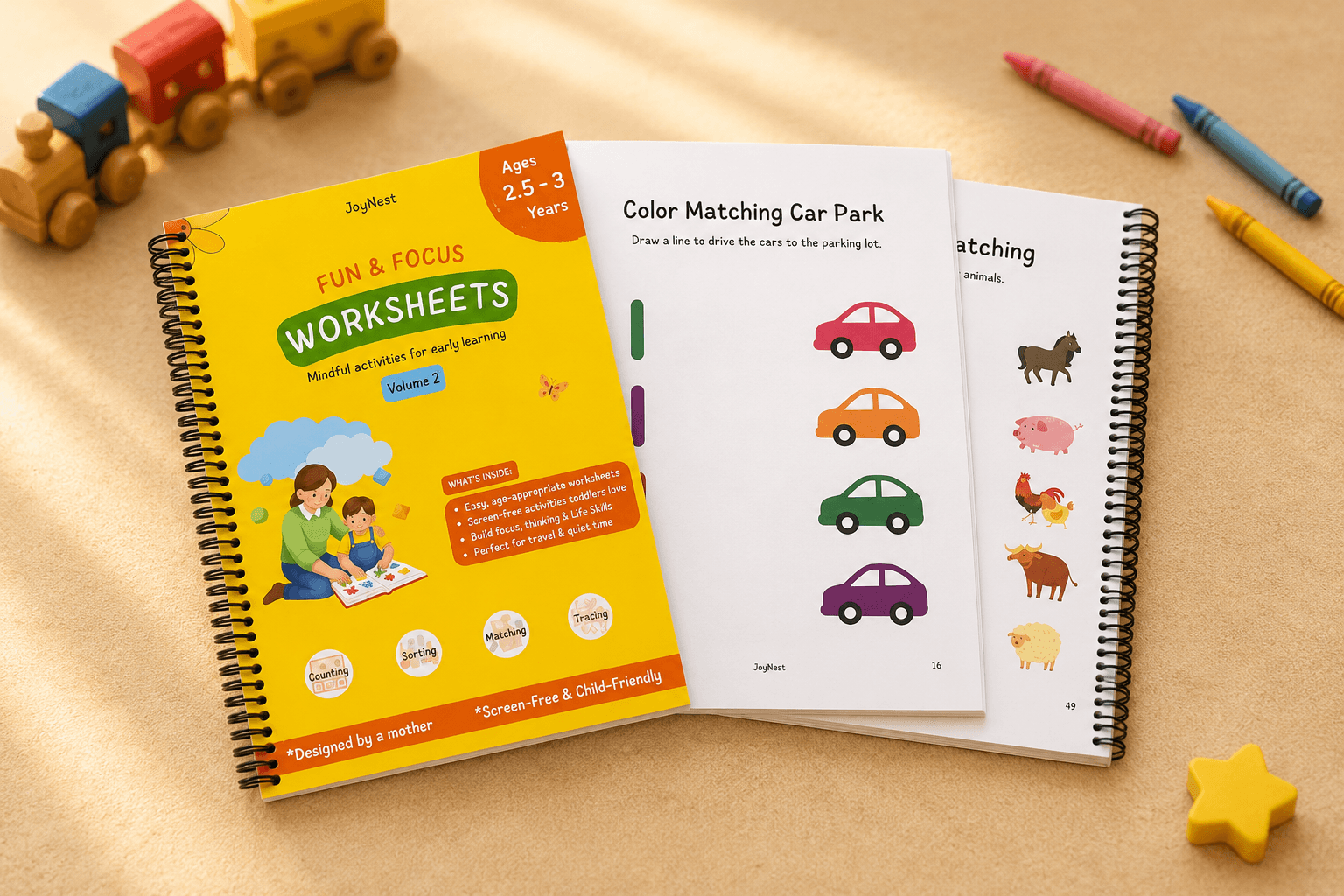 Fun & Focus Worksheets 2.5-3 Years · Vol 2 activity book for ages 2.5 - 3